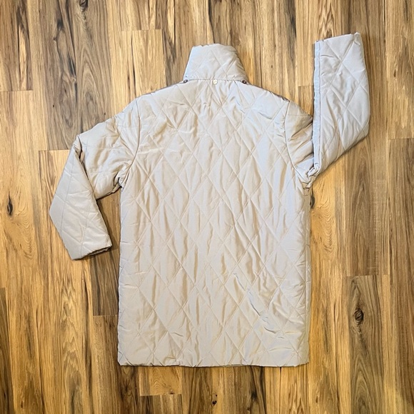 Bellina Tan Puffer Trench Coat with Detachable Fur-trimmed Hood - Size XL - Picture 9 of 11